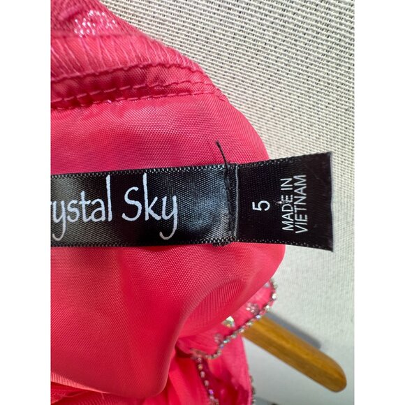 Crystal Sky Youth Embellished Evening Gown Dress Size 5 Pink Full-Length Formal - Picture 3 of 16